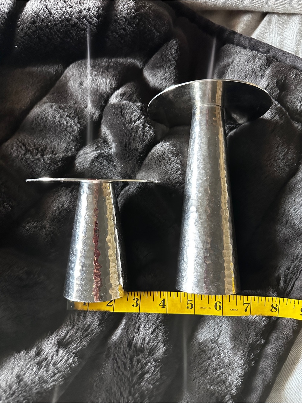 West Elm Hammered Silver Metal Candle Holders - Set of 2